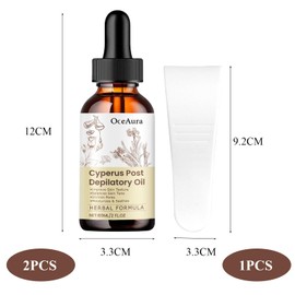 2 Bottles of Cyperus Rotundus Oil, 60 ml Pure and Natural Cyperus Oil for Hair Removal, with Scraper Cyperus Rotundus Oil for Hair Removal, Gentle and Effective to Inhibit Hair Growth