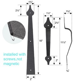 ZEKOO Steel Decorative Garage Door Hinges Handles Iron Hardware Kit Color Black 6 PCS (Not Magnetic)…