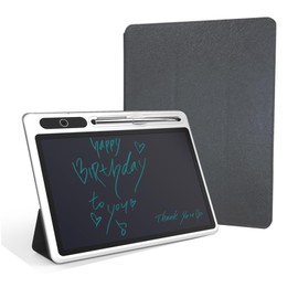 Bloc de Notas electrónico portátil, Bloc de Notas electrónico LCD, Bloc de Dibujo, Suministros de Negocios, Herramienta de Pintura a Mano (Negro (con Funda de Piel)