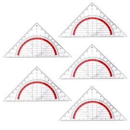 Set of 5 Geometry Triangle, Set Made of Hard Plastic, Small Set Square Multifunctional, Set Square Flexible for Students, Teachers, Artists, Transparent, 14 cm