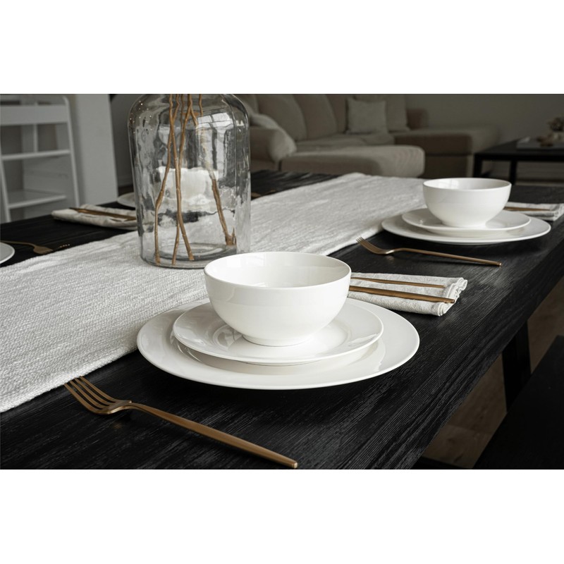 Square House New Bone China 12 Piece Dinnerware Set, Santorini