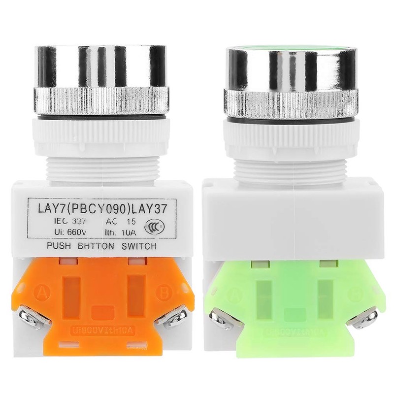 Green Push Button Momentary Switch, 22mm Mount LAY37-11BN Auto Reset