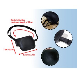 ZoeTekway Pack of 4 Single Eye Patches, Adjustable, Breathable, Three-Dimensional Elastic Eye Patch for Adults and Children, Eye Patches, Pirate Eye Patch