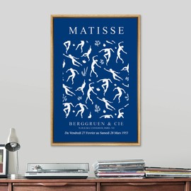 SIGNLEADER Framed Canvas Print Wall Art Blue Nude Dancers by Henri Matisse Classic Vintage Illustrations Fine Art Decorative Retro Multicolor Boho for Living Room, Bedroom, Office - 16"x24" Natural
