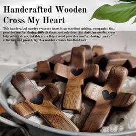 2PCS Wooden Crosses Handhel,Handcrafted Wood/en Cross My Heart,Christian Wood/en Cross,Wooden Protection Cr/oss,Portable Wo/od Pocket,Relieve Anxiety Comfort Cr/oss for woman,Daily Encouragement