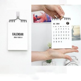 Mini Wall Calendar 2024-2025,Small Wall Calendar,Jul.2024 to December. 2025 Spiral Monthly Flip Wall Calendar with Hanging Hook for Office School Home Classroom, 3.85"x5.7" (Black&White)