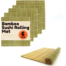 BambooMN Brand - 6x Green Bamboo Sushi Rolling Mats - 9.5 x 9.5 (Set F) by BambooMN