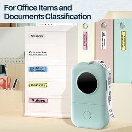 Phomemo D30 Label Printer Sticker Machine - Thermal Label Printer, Portable, Pre-Cut Label Sticker, Compatible with iOS Android for Business, Home, Office, Green