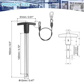 MECCANIXITY Quick Release Pin 4/9 Inch, t Handle Ball Locking Pin with Push Button Lanyard Cable 304 Stainless Steel Equipment Mechanical Usable Length 4.72 Inch, Silver