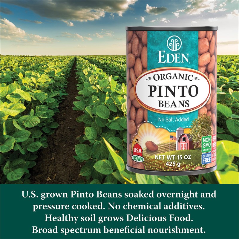 Eden Organic Pinto Beans, 15 oz Can (12-Pack), No Salt