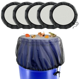 Mesh Cover for Rain Barrels, Rainwater Collector Tank Net Cover, Rain Water Collection Bucket Netting with Drawstring - Keep Mosquito, Fallen Leaves and Debris from Rain Barrel (5 Pcs)