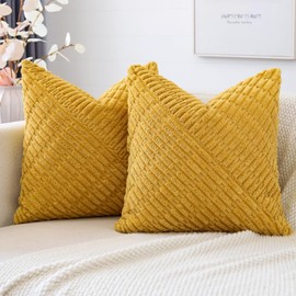 JOTOM Set of 2 Corduroy Cushion Covers, Decorative Soft Boho Cushion Cover, Modern Patchwork Cushion Covers, Sofa Cushion, Decorative Cushion Cover for Living Room, Bedroom Decoration (40 x 40 cm,