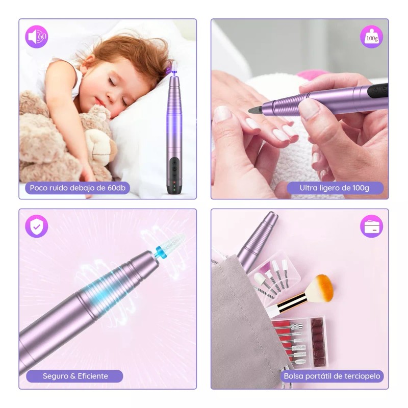 Achoice Pulidores Esmeril Uñas Manicure Inalambrico Taladro Con Set