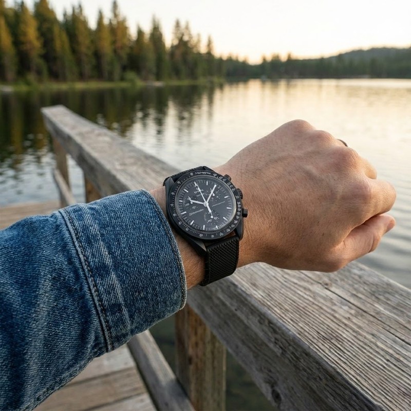 REBANDACE Strap for Moonswatch Watch,Universal 20mm Silicone Band Compatible Omega