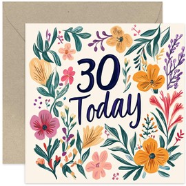 Botanical 30th Birthday Card for Her - Adult Female BDay Gifts for Daughter Granddaughter Sister Niece Women - Bold and Colourful Keepsake - Blank Inside for Personal Message