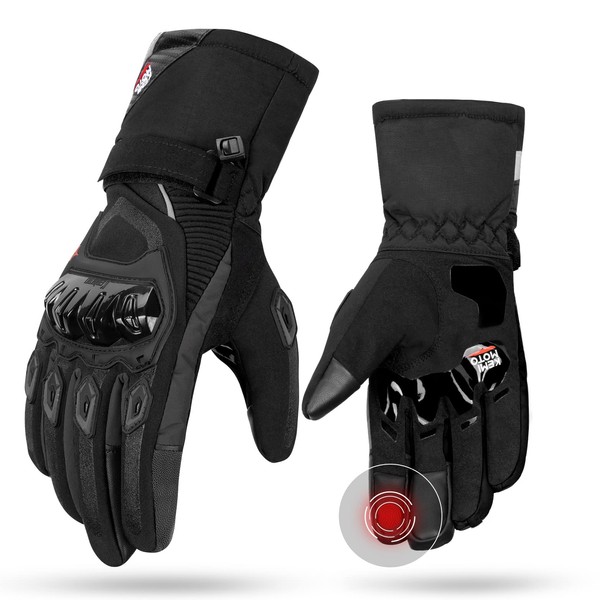 ISSYZONE Warm Waterproof Motocross Gloves with Touch Screen 1 Large Black