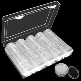 LOLYSIC 300 Pieces Coin Capsules (30mm) for All Coins, Coin Capsule Holder, Silver Dollar Coin Containers with 3 Plastic Storage Containers, Organizer Box, Round Coin Container (Clear)
