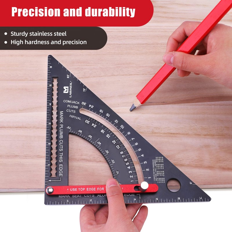 LARMEIL Carpenter Square 7 inch Woodworking Tools Smart Square, Adjustable