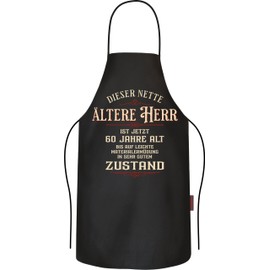 RAHMENLOS Gift for Men for 60th Birthday: Dieser nette älHerr ist jetzt 60 Jahre alt - Barbecue Apron Cooking Apron Kitchen Apron Cotton Black, Nice Mr 60