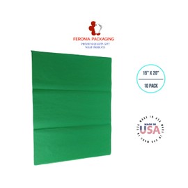 Kelly Green Tissue Paper Squares, Bulk 10 Sheets, Premium Gift Wrap and Art Supplies for Birthdays, Holidays, or Presents by Feronia packaging, Large 15 Inch x 20 Inch Made in USA