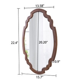 Sintosin Hanging Farmhouse Oval Mirrors for Wall Decor 16 X 22 Inch, Handmade Burning Finished Oval Bathroom Mirrors for Over Sink, Rustic Wood Mirror for Entryway, Horizontal or Vertical
