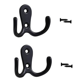 2 PCS Double Door Hooks Vintage Antique Coat Hooks Double Prong Wall Mounted Decorative Clothes Hat Hooks Double Robe Hooks Screw In Door Hooks For Kitchen Bedroom Wall Bathroom Hanging With Screws