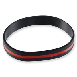 Forge Firefighter Awareness Support Thin Red Line Silicone Wristband Bracelets (1 Bracelet)