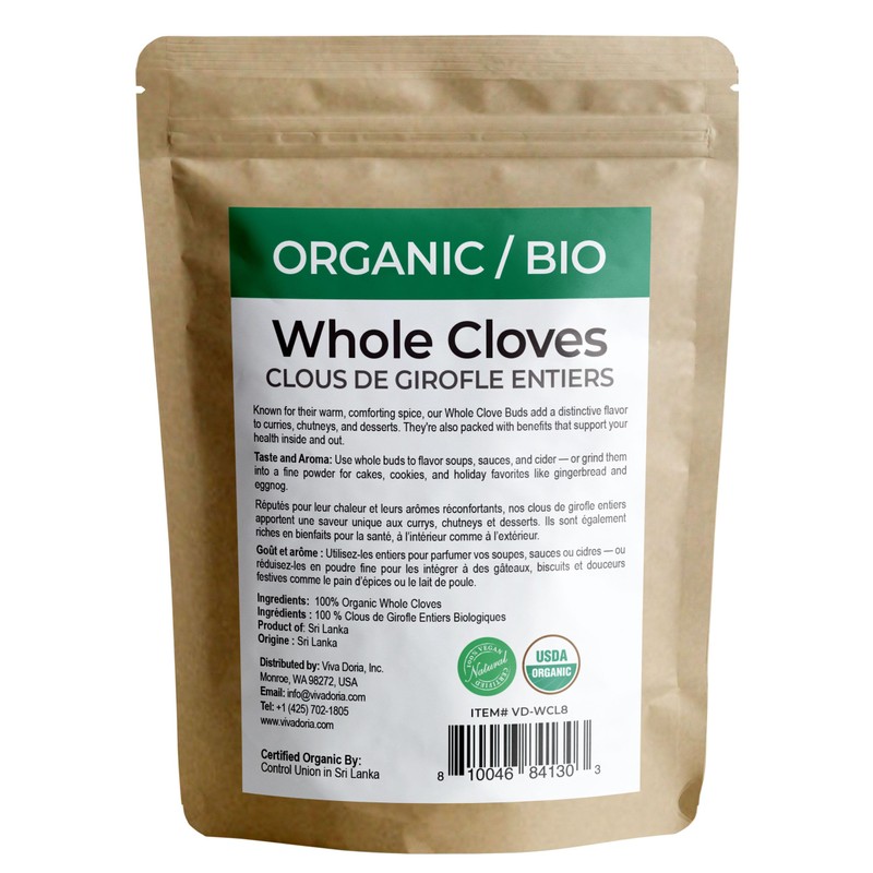 Viva Doria Organic Ceylon Whole Cloves, Hand Picked Sri Lankan