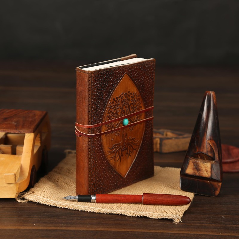 Leather Lined Journal For Women Men, Journaling Notebooks, Leather Refillable