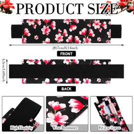 Crtiin 4 Pieces Adjustable Elastic Band Pen Holder, Pencil Holder, Pen Sleeve Pouch for Hardcover Journals for Hardcover Journals, Notebooks for Back to School Gift, PU Leather 8-1.5 Inch(Flower)