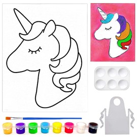 Canvas Painting For Kids | 8 x 10 Pre Drawn Stretched Canvas kit | Custom theme | Birthday gift | Paint party favor | DIY