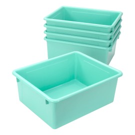 Storex Letter Size Deep Storage Tray – Organizer Bin for Classroom, Office and Home, Teal, 5-Pack (62529U05C)