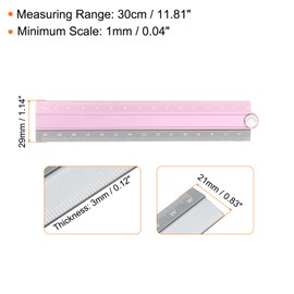 sourcing map 2pcs Folding Straight Ruler 30cm Metric Aluminum Alloy Protractor Foldable Angle Ruler Geometric Measuring Tool with Angle Line for Architects Artists Office, Pink Silver Tone