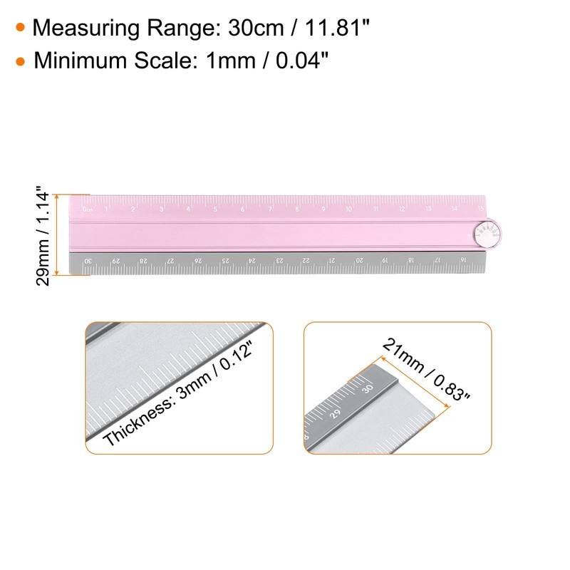 sourcing map 2pcs Folding Straight Ruler 30cm Metric Aluminum Alloy