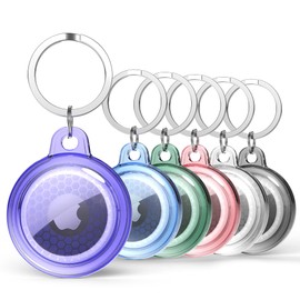 Paquete de 6 para soporte de Airtag, funda impermeable para etiquetas de aire con llavero, soportes para etiquetas aéreas a prueba de golpes y polvo para collar de perro, equipaje, llaves, cuerpo