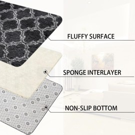 6X9 Soft Area Rug for bedroom living room Furry Big Plush Fuzzy Rugs Luxury Fluffy Rug for Girls Boys Kids Room Shaggy Carpet (6X9 Feet, Dark Grey/White)