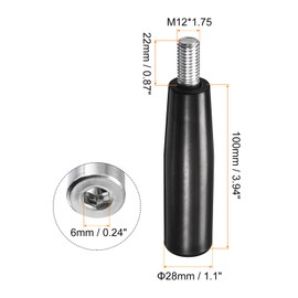 sourcing map Revolving Handle Grip, 1Pcs M12x100mm(DXL) Threaded Handwheel Screw Knobs Crank Handle for Industry Lathe Milling Machine