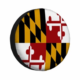 MIYASANG Maryland State Flag Spare Tire Cover Painted on Brick Wall America Flag Pattern Print Weatherproof Universal Wheel Protectors Camper Tire Covers for Trailer Rv Travel(17 inch)