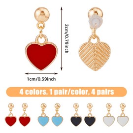 UNICRAFTALE 4 Pairs 4 Colors Love Heart Dangle Earrings Colorful Enamel Heart Drop Earrings Cute Lightwight Earrings Lovely Earrings for Women Jewelry Gifts for Valentine's Day