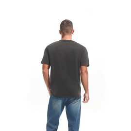 VEIISAR Men's Heavy Weight Crew Neck 100% Cotton T-Shirt - 250g/m² Thick Distressed Washed T-Shirts for Men （T2CS Black S）