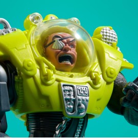 Mattel Street Sharks Dr Piranoid Action Figure Toy 90s TV Half-Man Villain 15.2 cm Joint Toy Spring-Fired Speargun