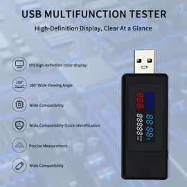 KWS-V30 USB Power Meter Tester 6 in1 with LED Display 120W Colour Screen USB Current Voltage Charger Detector Voltmeter Ammeter Suitable for 3C Equipment