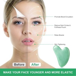 Gua Sha Facial Tool, Azymi Jade Gua-Sha Stone Jawline Muscle Sculptor, Natural Guasha Board for Face Body Massage Spa Acupuncture Therapy Trigger Point Treatmen