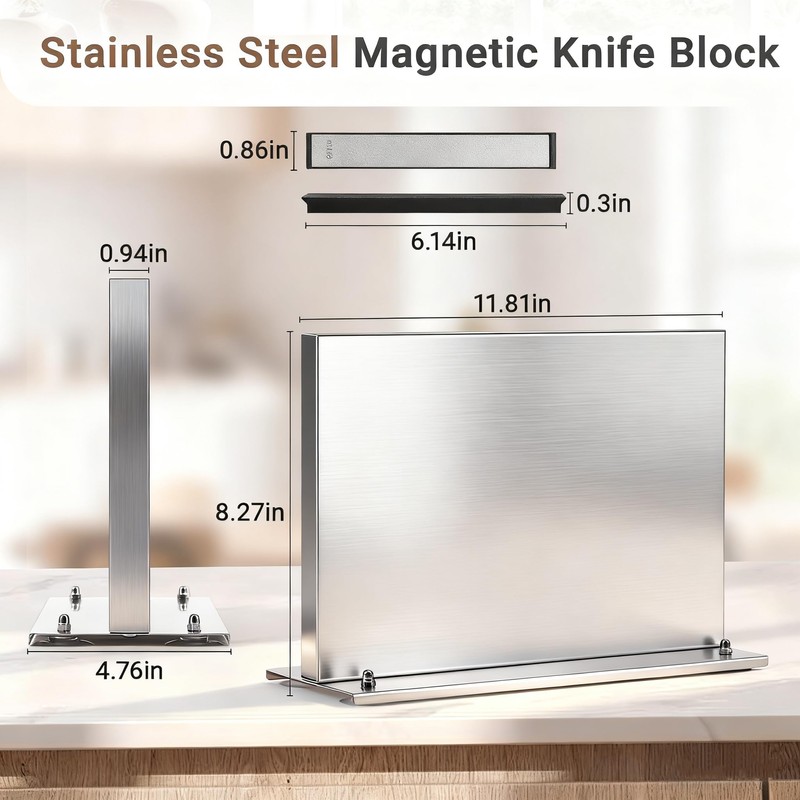 Kirumie Magnetic Knife Holder, Stainless Steel Magnetic Knife Block with