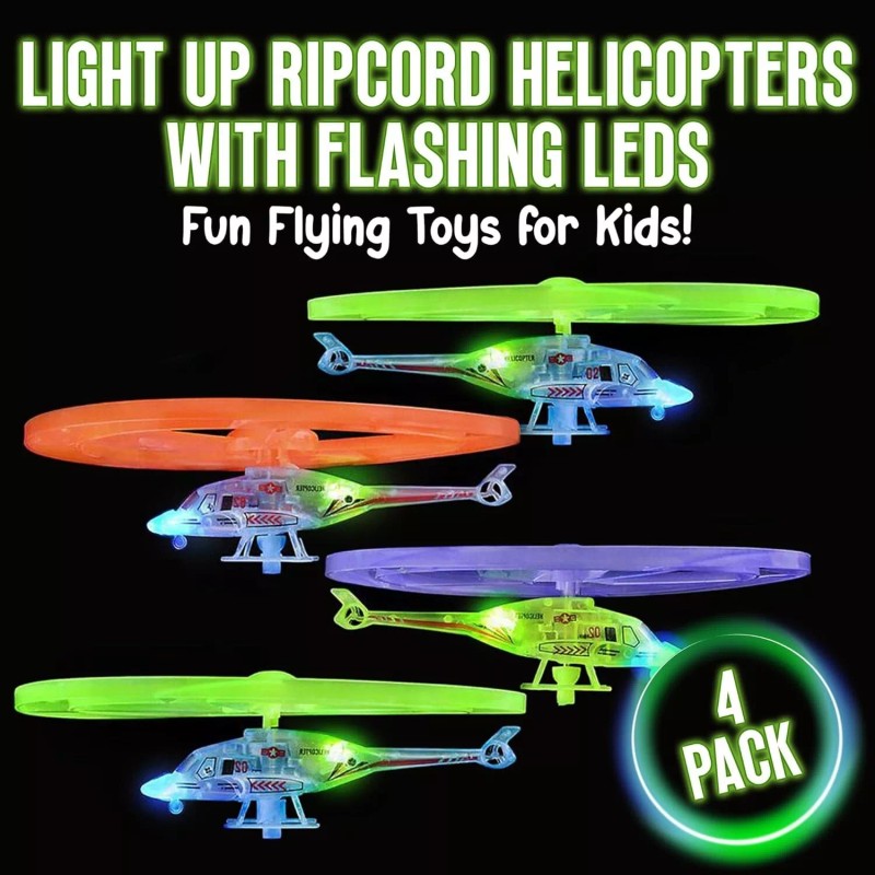 Playbees Light Up Ripcord Helicopters, 2 Pack � Flying Toys