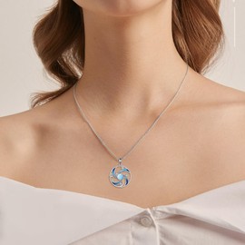 TIGER RIDER Wave Necklace Sterling Silver Larimar Pendant Ocean Jewelry for Women Birthday
