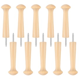 10 Pcs Wooden Shaker Peg Screw-On Wood Hook Shaker Pegs, 3.7inch Wood Hooks Peg Hooks, Unfinished Wood Shaker Pegs for Hanging Clothes Hats Keys Bags Towel