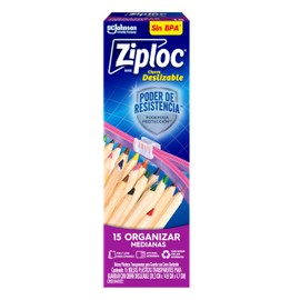 Ziploc Bolsas Reutilizables Medianas Para Organizar, Slider, 15 Piezas