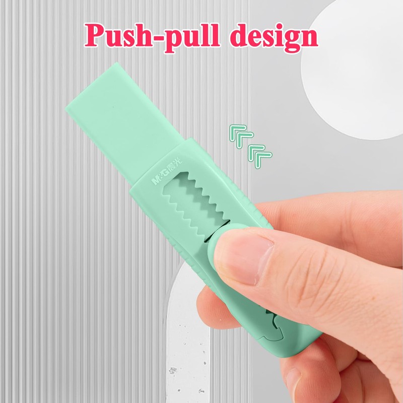 M&G 4+1 Pack Rubber Erasers Sliding Retractable Eraser, Soft Cute