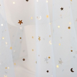 HAVII 59" x 8 Yards Light Blue Glitter Tulle Rolls Star Moon Sequin Tulle Fabric Bolt for Photography Props Background Tutu Table Skirts DIY Sewing Crafts Wedding Party Decor